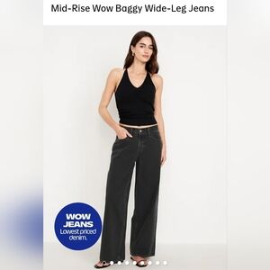 * 2 PAIR SET!* WOW Wide Leg High-Rise Jeans - Black & Classic Denim Blue